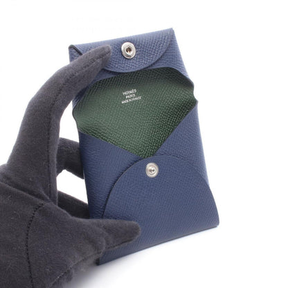 Hermes Coin Case Bastia Verso Blue Saphir Vert Angre Leather — view 3