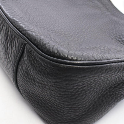 Prada Shoulder Bag Vitello Daino Black Leather Metal Logo — view 6