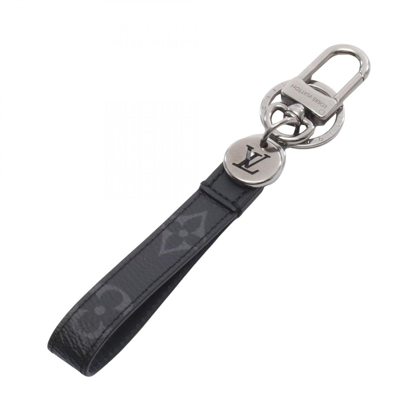 Louis Vuitton Key Holder Porte Cles Monogram Eclipse Key Ring Leather Dragonne