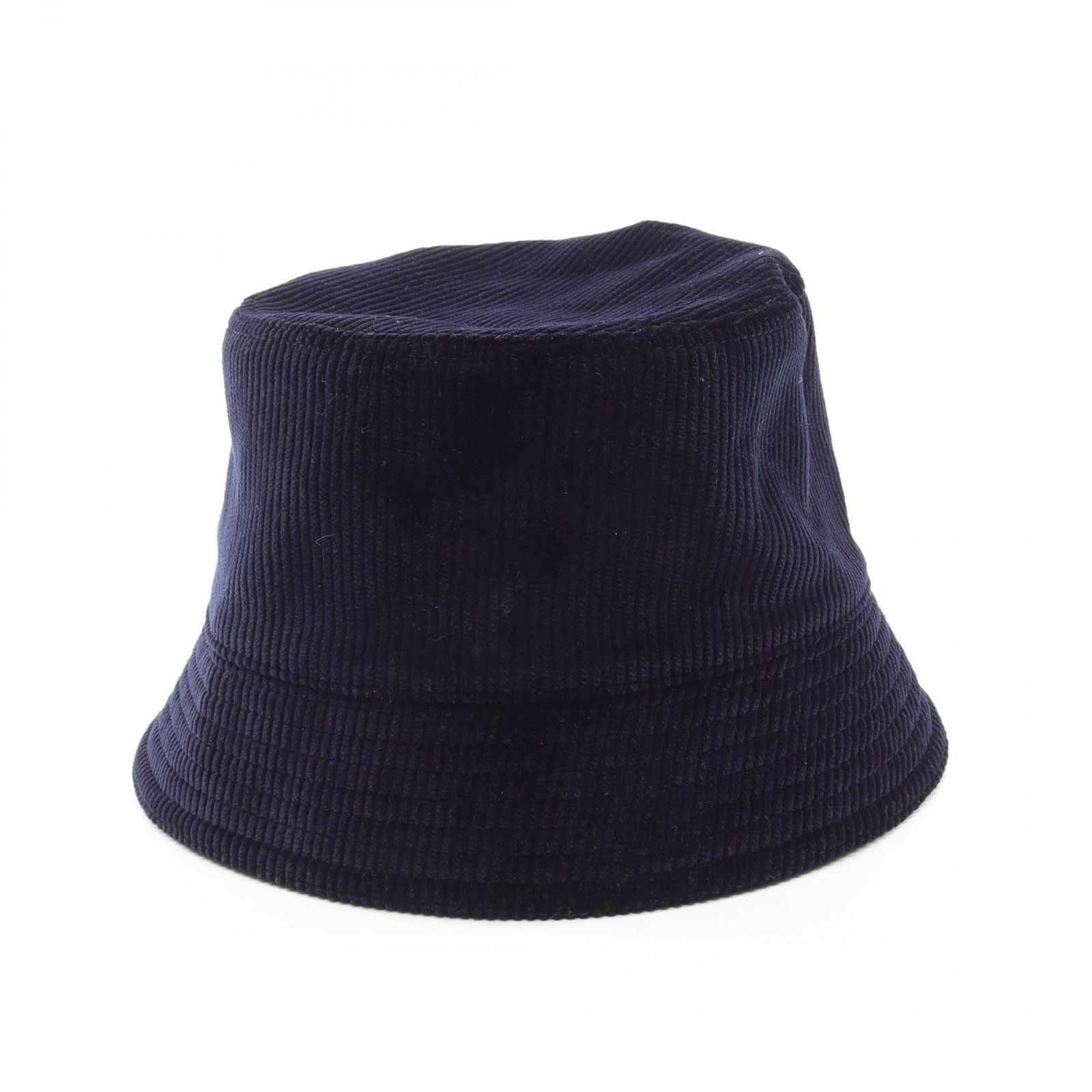 Prada Hat Triangle Plate Corduroy Bucket Navy — view 2