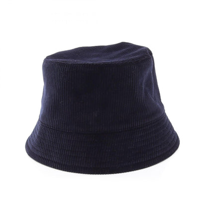 Prada Hat Triangle Plate Corduroy Bucket Navy — view 2