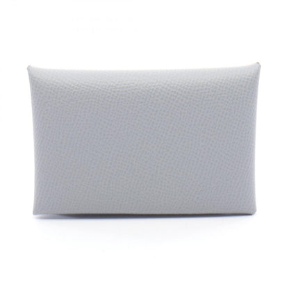 Hermes Coin Case Calvi Gris Perle Leather