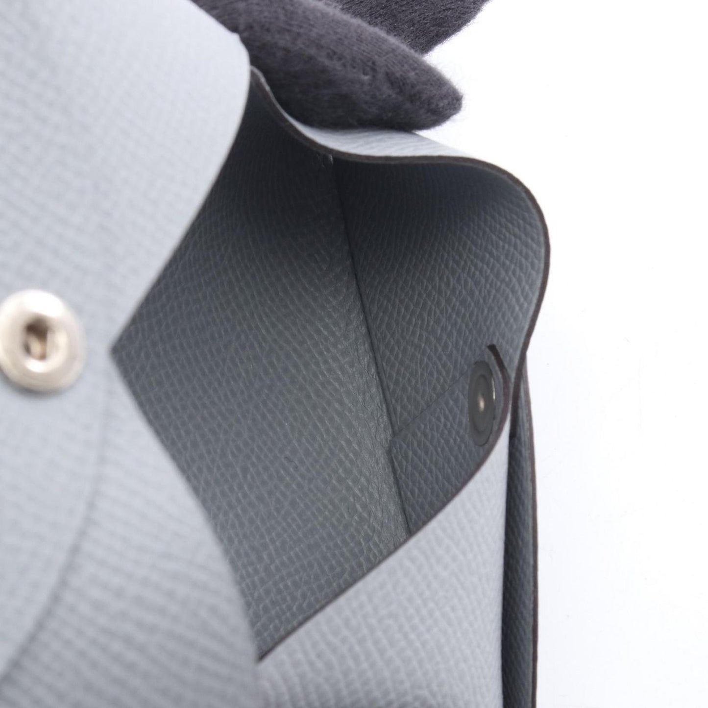 Hermes Coin Case Calvi Gris Perle Leather — view 4