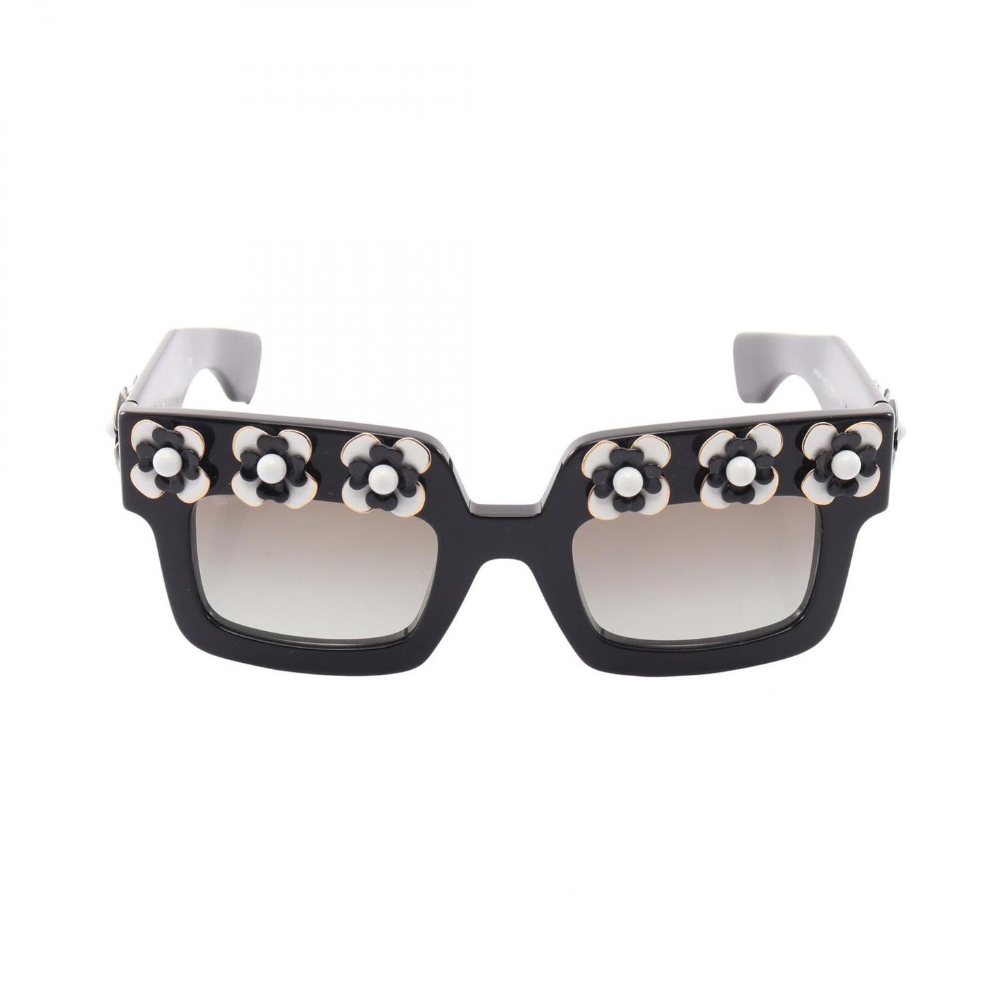 Prada Sunglasses Gradient Lens Flower Black Eyewear