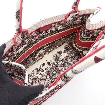 Dior Tote Book Pink White Multi Canvas Butterfly Flower — view 3