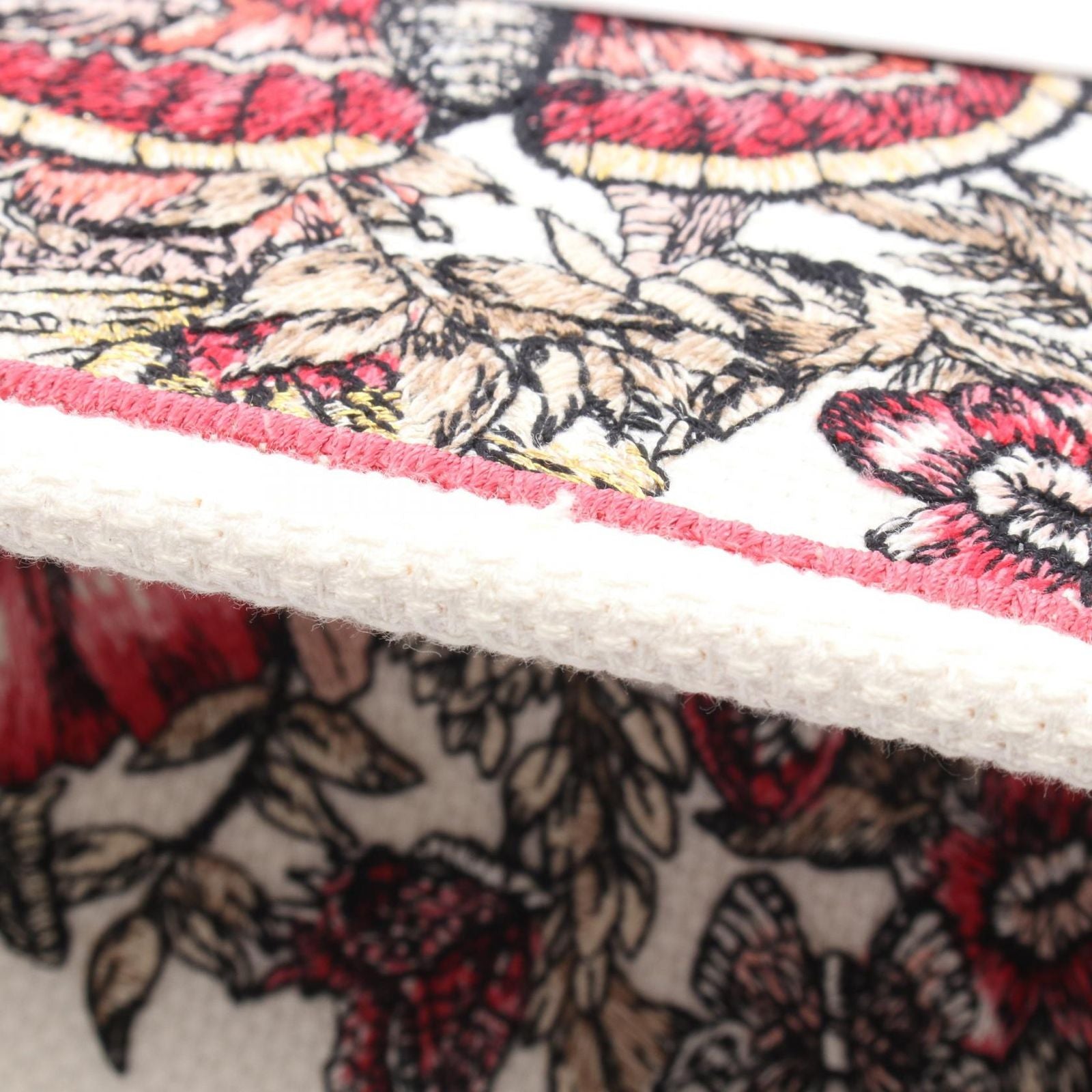 Dior Tote Book Pink White Multi Canvas Butterfly Flower — view 5