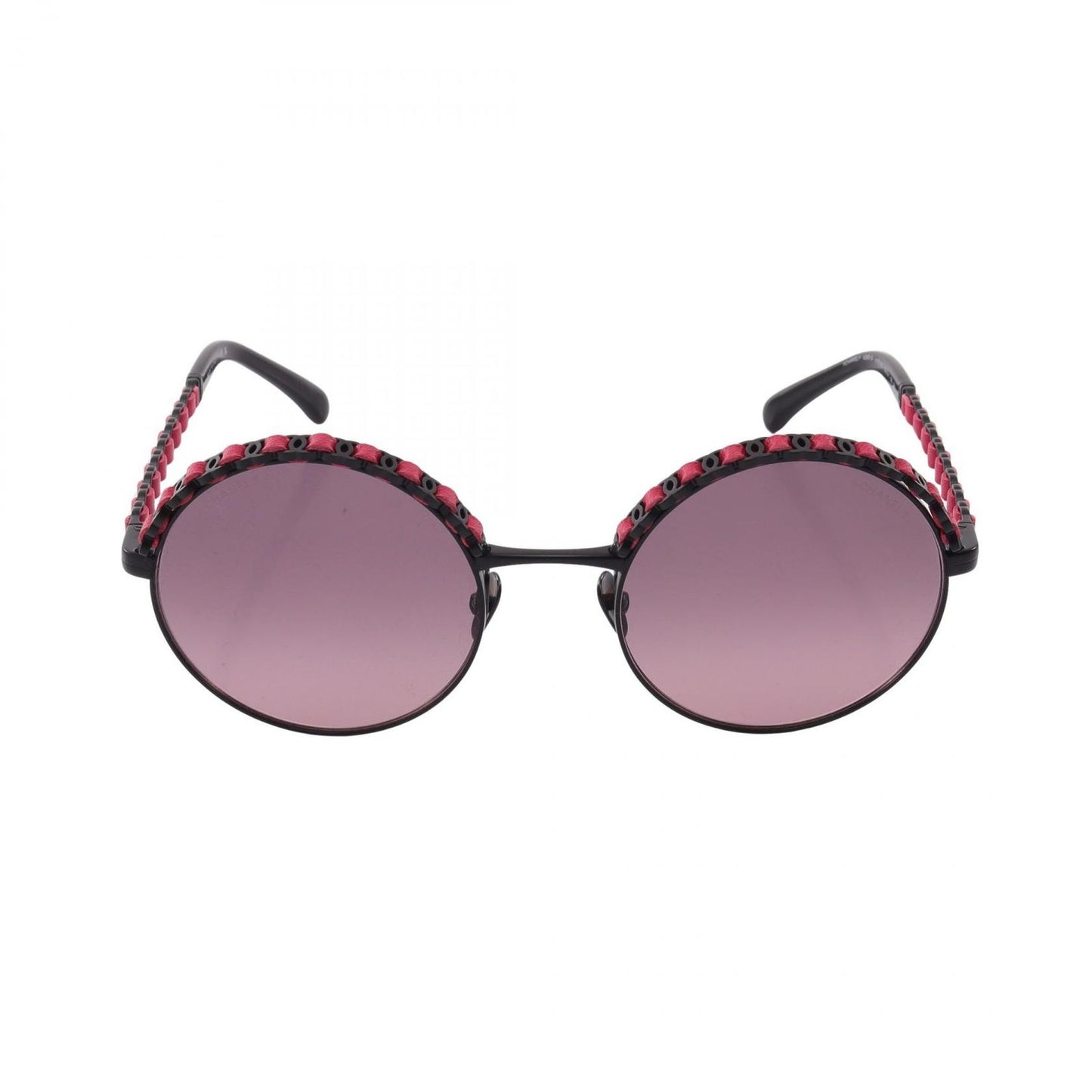 Chanel Sunglasses CC Logo Gradient Lens Round Leather Eyewear