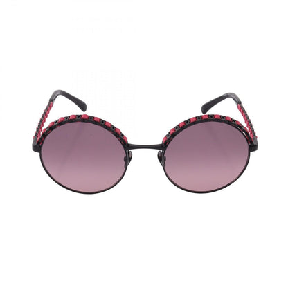 Chanel Sunglasses CC Logo Gradient Lens Round Leather Eyewear
