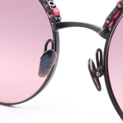 Chanel Sunglasses CC Logo Gradient Lens Round Leather Eyewear — view 5