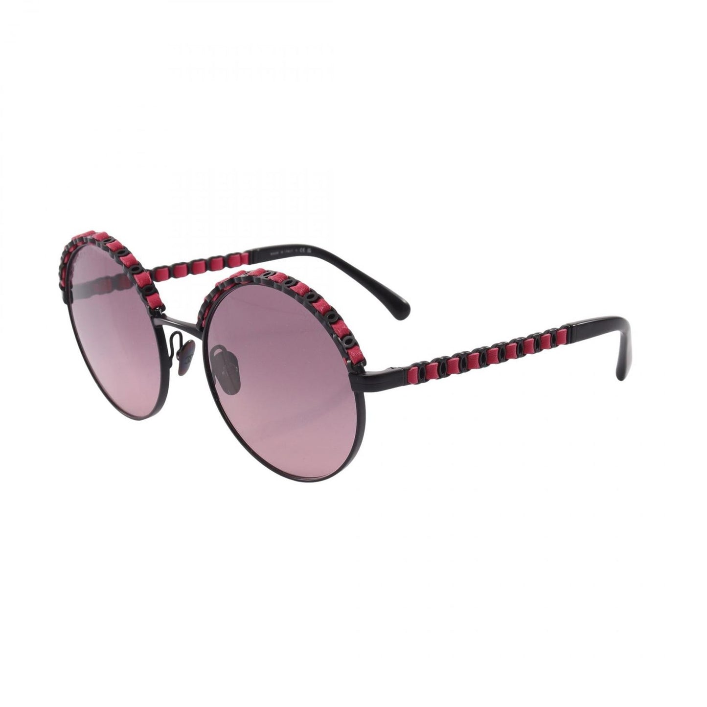 Chanel Sunglasses CC Logo Gradient Lens Round Leather Eyewear — view 2