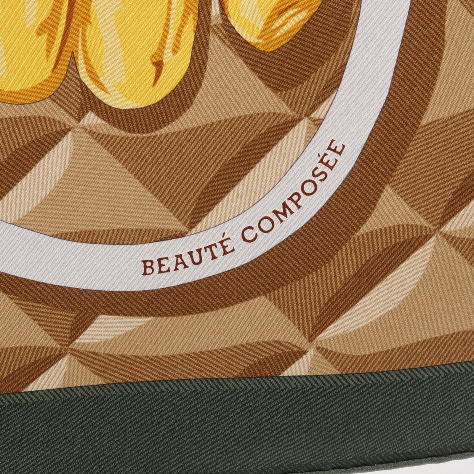 Hermes Scarf Carre 90 Beaute Composee Beige Silk — view 4