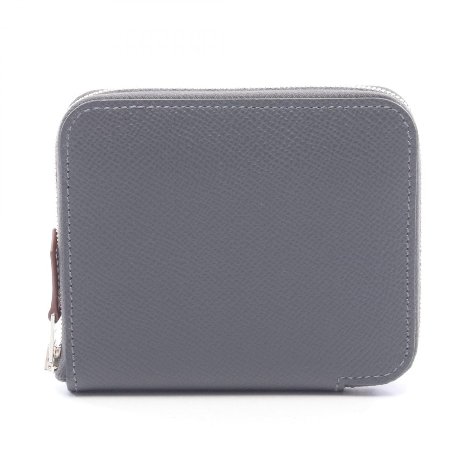 Hermes Round Wallet Azap Compact Silk in Grimisty Leather in