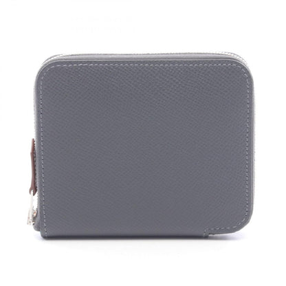 Hermes Round Wallet Azap Compact Silk in Grimisty Leather in