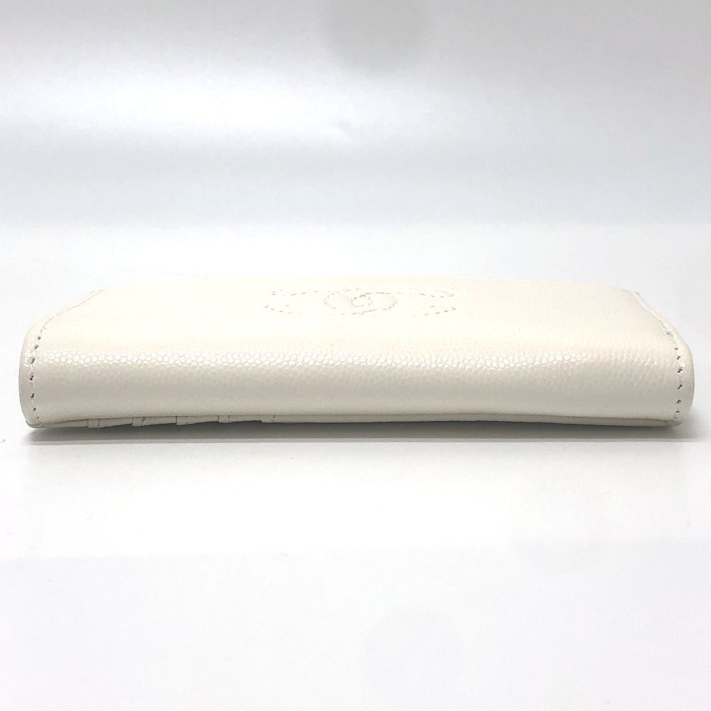 Chanel Card Case CC Logo Wallet Coin Purse Caviar Leather White — view 5