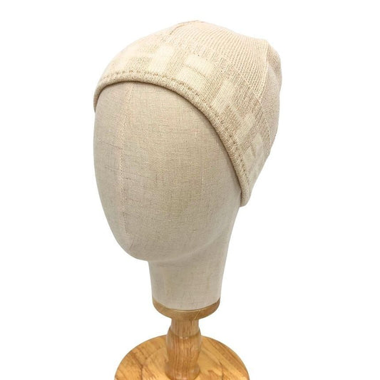 Hermes Knit Cap Hat Beanie Cashmere Logo Beige SM Martin Margiela Era New