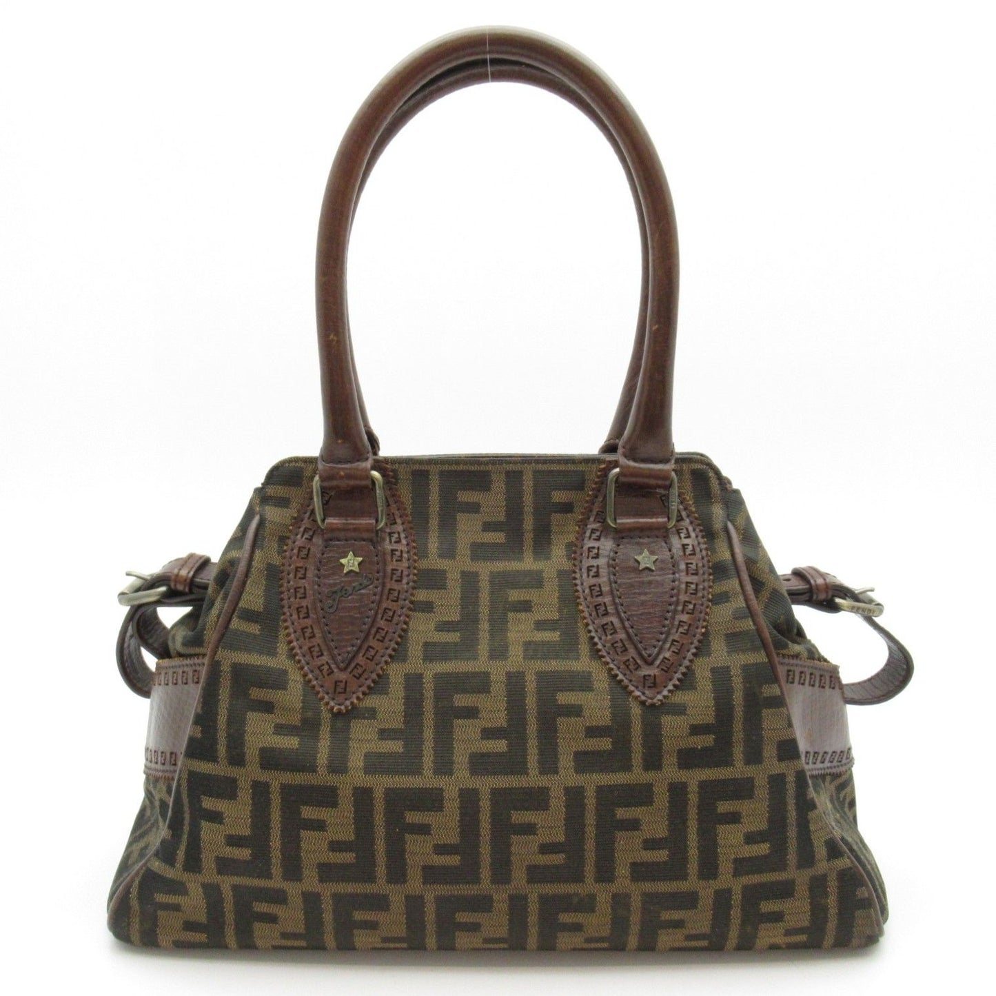 Fendi Zuka Etonico Handbag 8 Canvas Leather Brown