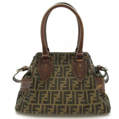 Fendi Zuka Etonico Handbag 8 Canvas Leather Brown — view 4