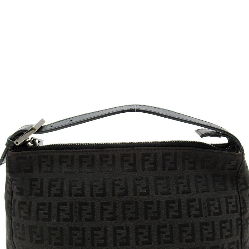 Fendi Zucchino Handbag Canvas Leather Black — view 2