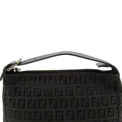 Fendi Zucchino Handbag Canvas Leather Black — view 2