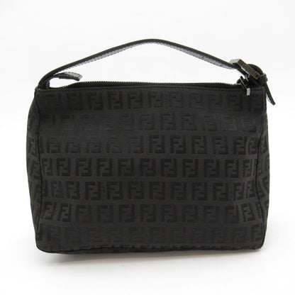 Fendi Zucchino Handbag Canvas Leather Black — view 4