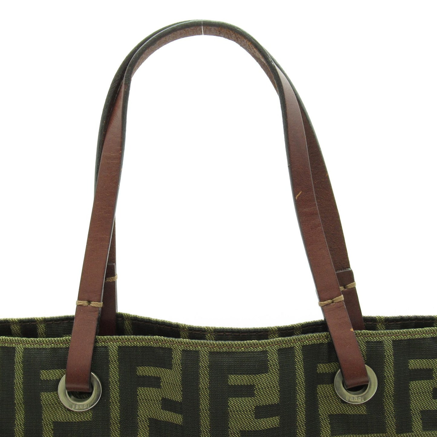 Fendi Zucca Tote Canvas Leather Handbag Brown — view 2