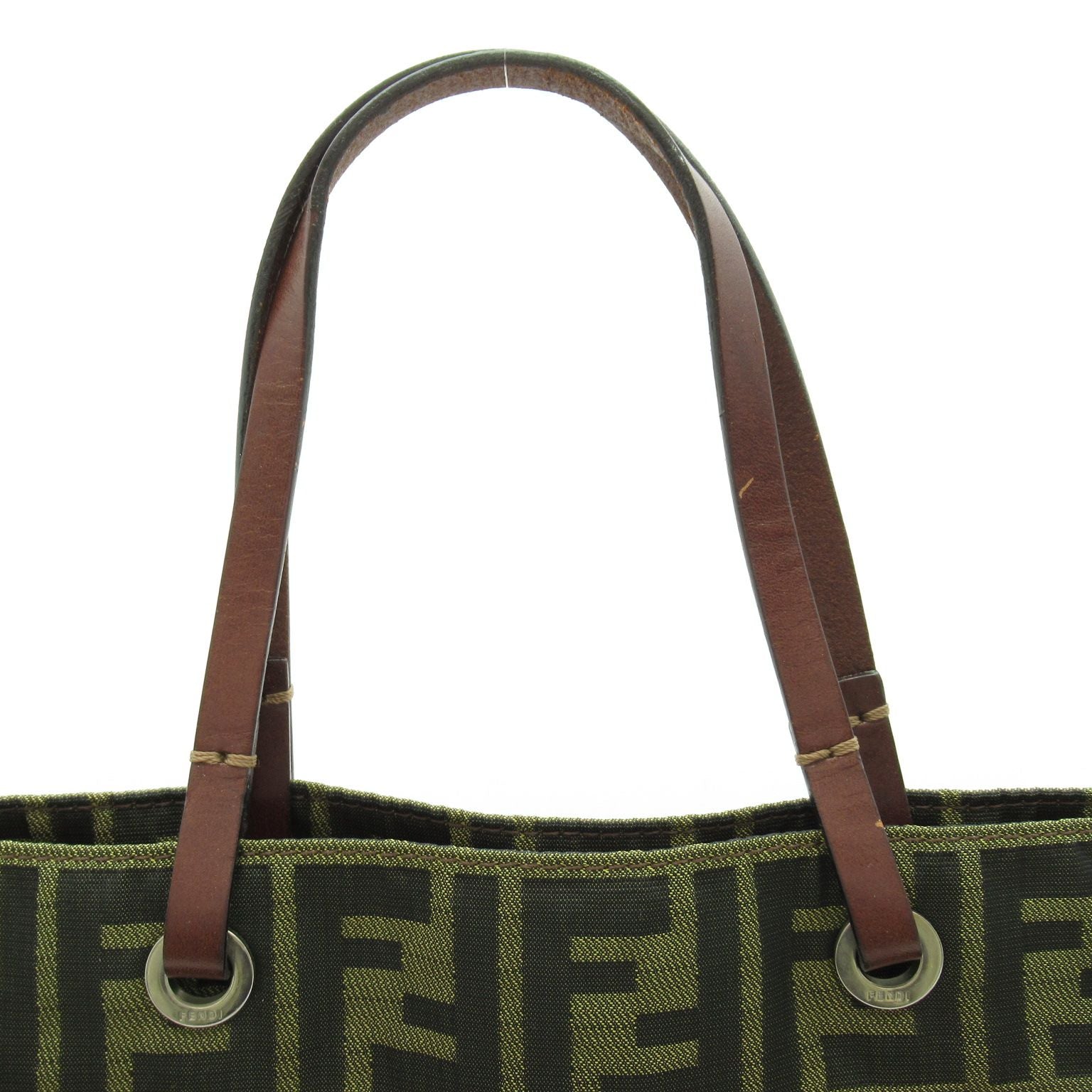Fendi Zucca Tote Canvas Leather Handbag Brown — view 2