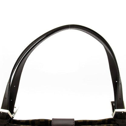 Fendi Zukka Shoulder Bag Canvas Leather Brown Black — view 2
