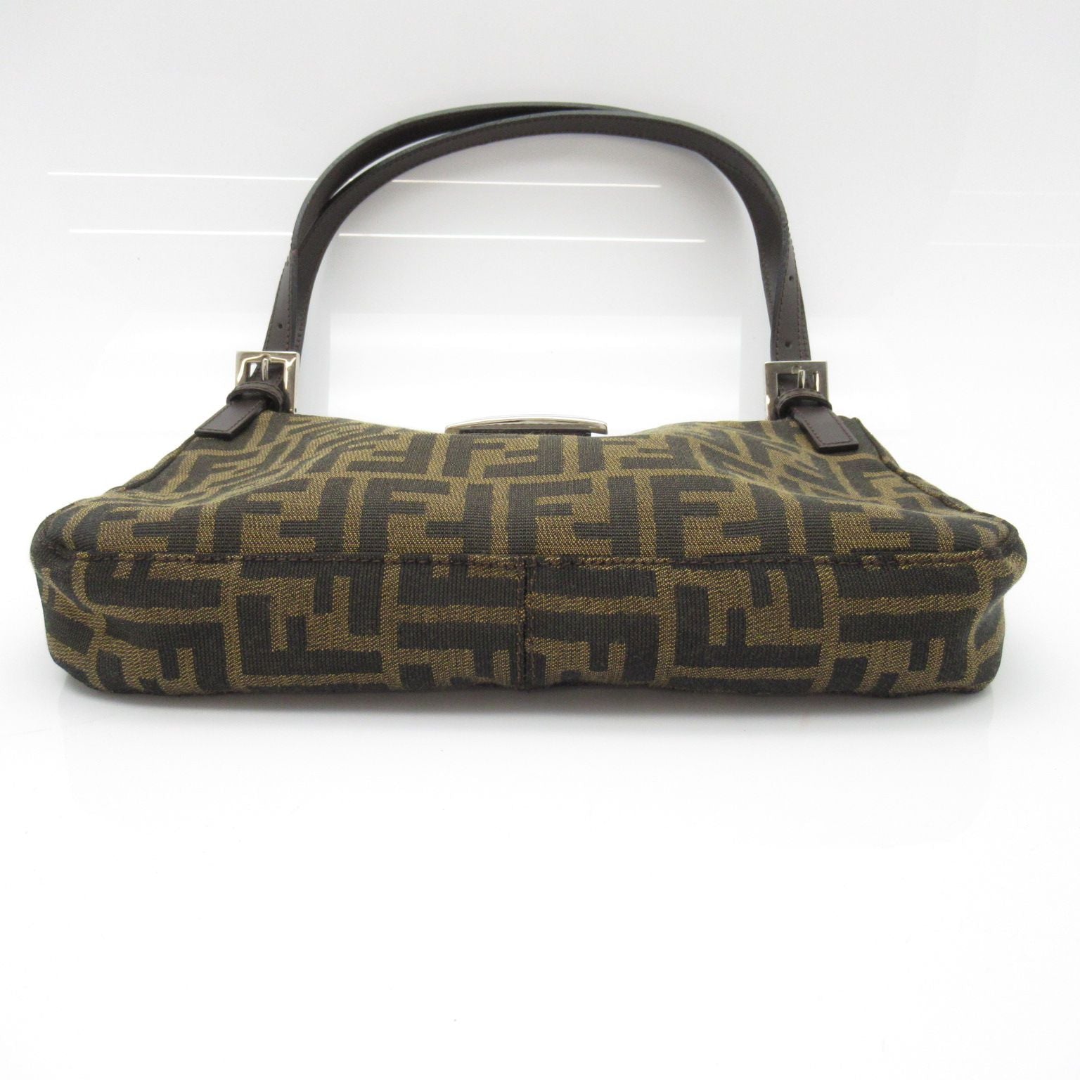 Fendi Zukka Shoulder Bag Canvas Leather Brown Black — view 6