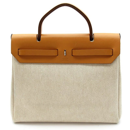 Hermes Herbag PM Toile Ash Calf Shoulder Bag Natural — view 3