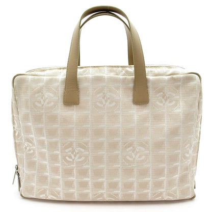 Chanel New Travel Line Briefcase Nylon Leather Handbag Beige Gold — view 4