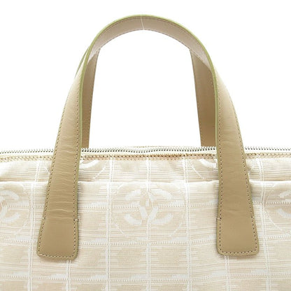 Chanel New Travel Line Briefcase Nylon Leather Handbag Beige Gold — view 2
