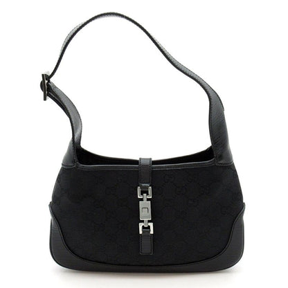 Gucci Jackie Shoulder Bag GG Canvas Leather Black