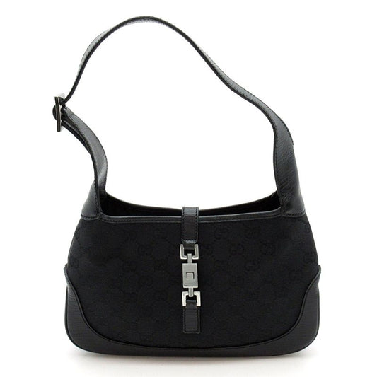 Gucci Jackie Shoulder Bag GG Canvas Leather Black