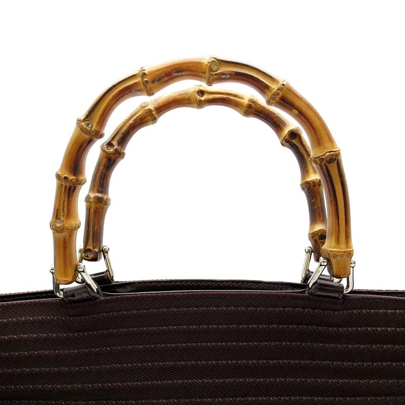 Gucci Bamboo 2-Way Handbag Canvas Leather Brown — view 2