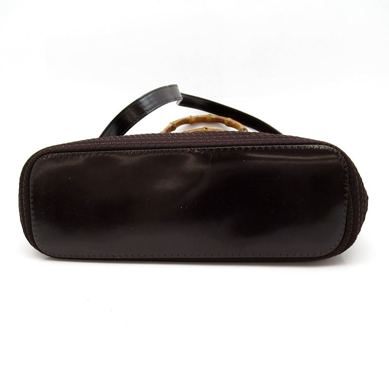 Gucci Bamboo 2-Way Handbag Canvas Leather Brown — view 6
