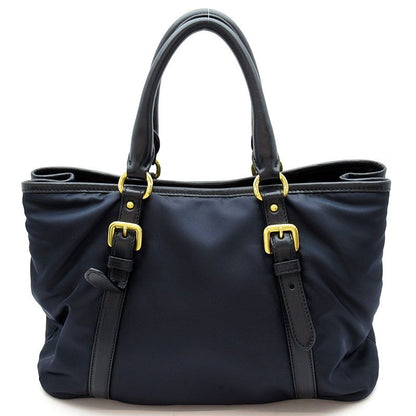Prada 2-Way Tote Nylon Leather Shoulder Bag Navy — view 4