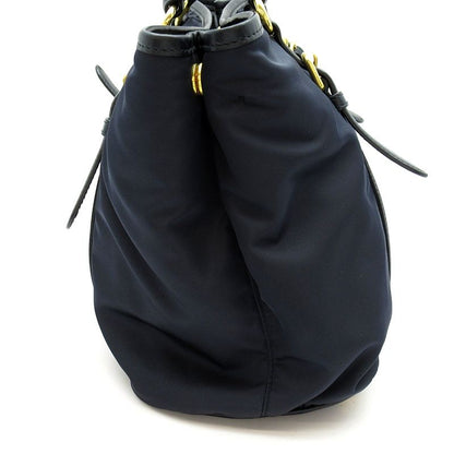 Prada 2-Way Tote Nylon Leather Shoulder Bag Navy — view 5