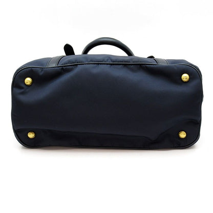 Prada 2-Way Tote Nylon Leather Shoulder Bag Navy — view 6