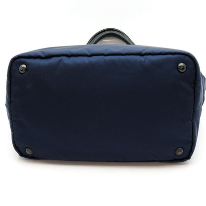 Prada Handbag Nylon Leather Tote Black Navy — view 6