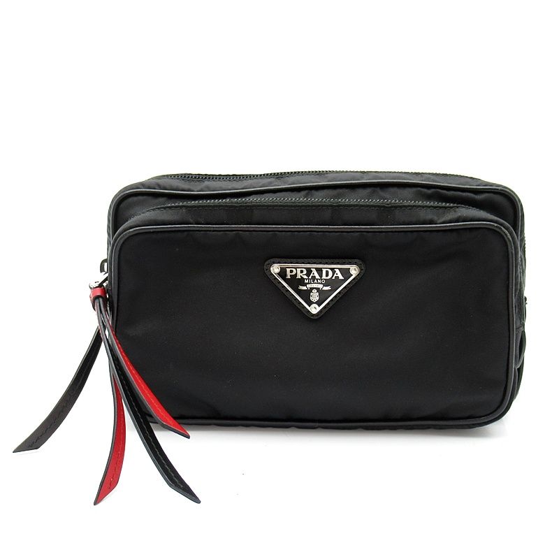 Prada Studded Waist Pouch Belt Bag Nylon Black