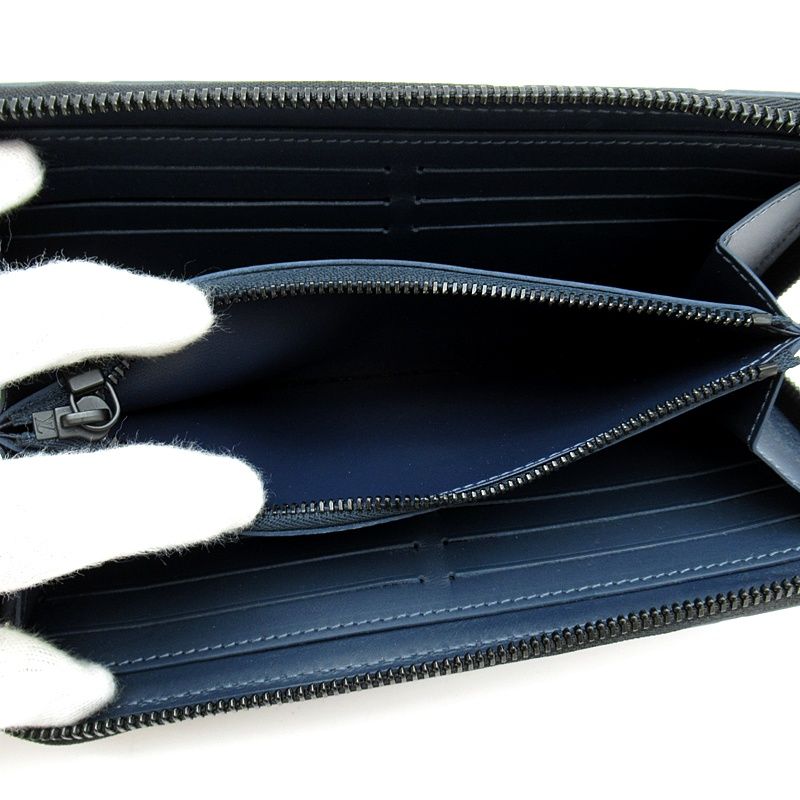 Louis Vuitton Zippy Wallet Horizontal Monogram Shadow Navy Blue — view 5