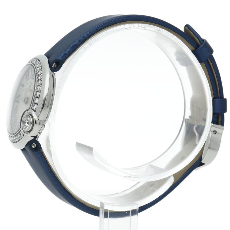 Cartier Ballon Blanc de Watch 26 Diamond Bezel SS Leather Time — view 3