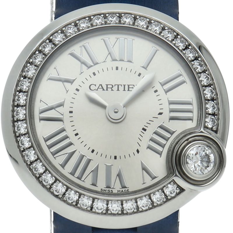 Cartier Ballon Blanc de Watch 26 Diamond Bezel SS Leather Time