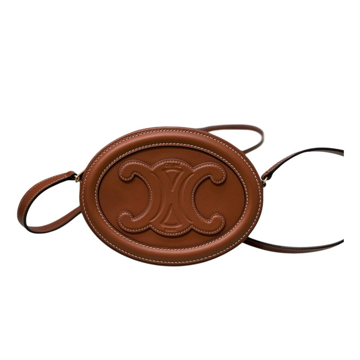 Celine Triomphe Oval Brown Leather Shoulder Bag — view 2