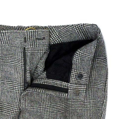 Saint Laurent Paris Glen Check Wool Tapered Trousers Pants Notac Gray — view 4
