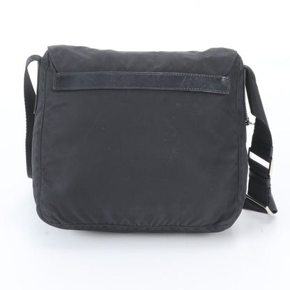 Prada Tessuto Nylon Triangle Logo Leather Shoulder Bag Crossbody Messenger — view 3