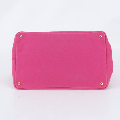 Prada Canapa Triomphe Tote Hand Leather Pink Uim with — view 6