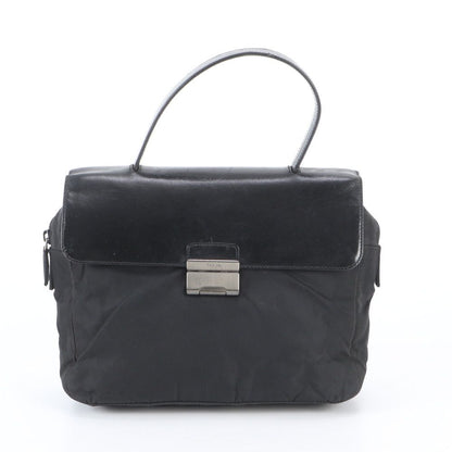 Prada Tessuto Nylon Leather Handbag Black