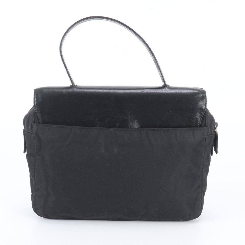 Prada Tessuto Nylon Leather Handbag Black — view 3