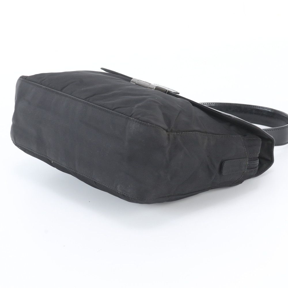 Prada Tessuto Nylon Leather Handbag Black — view 4